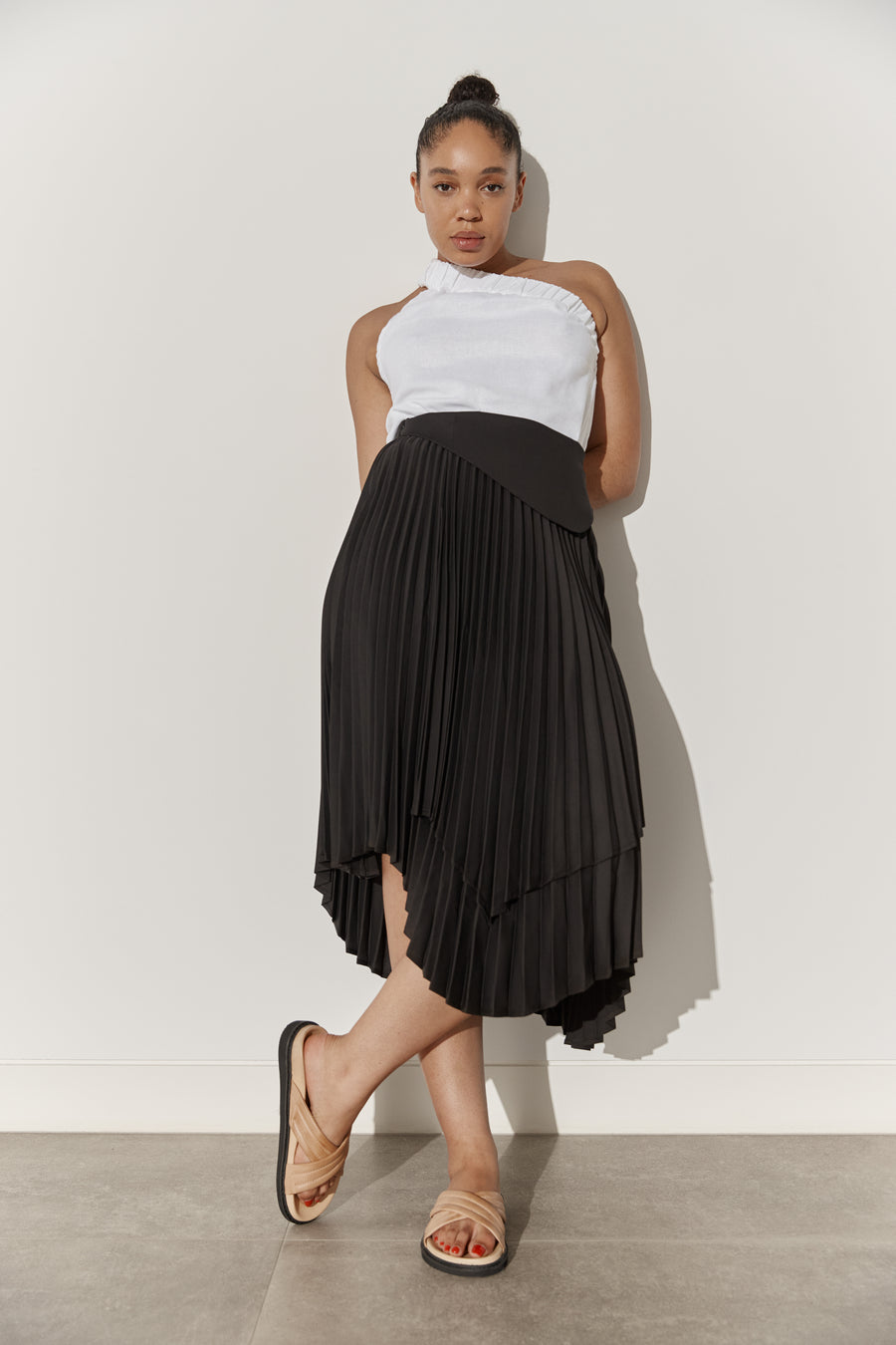 Edith Pleated Asymmetrical Skirt