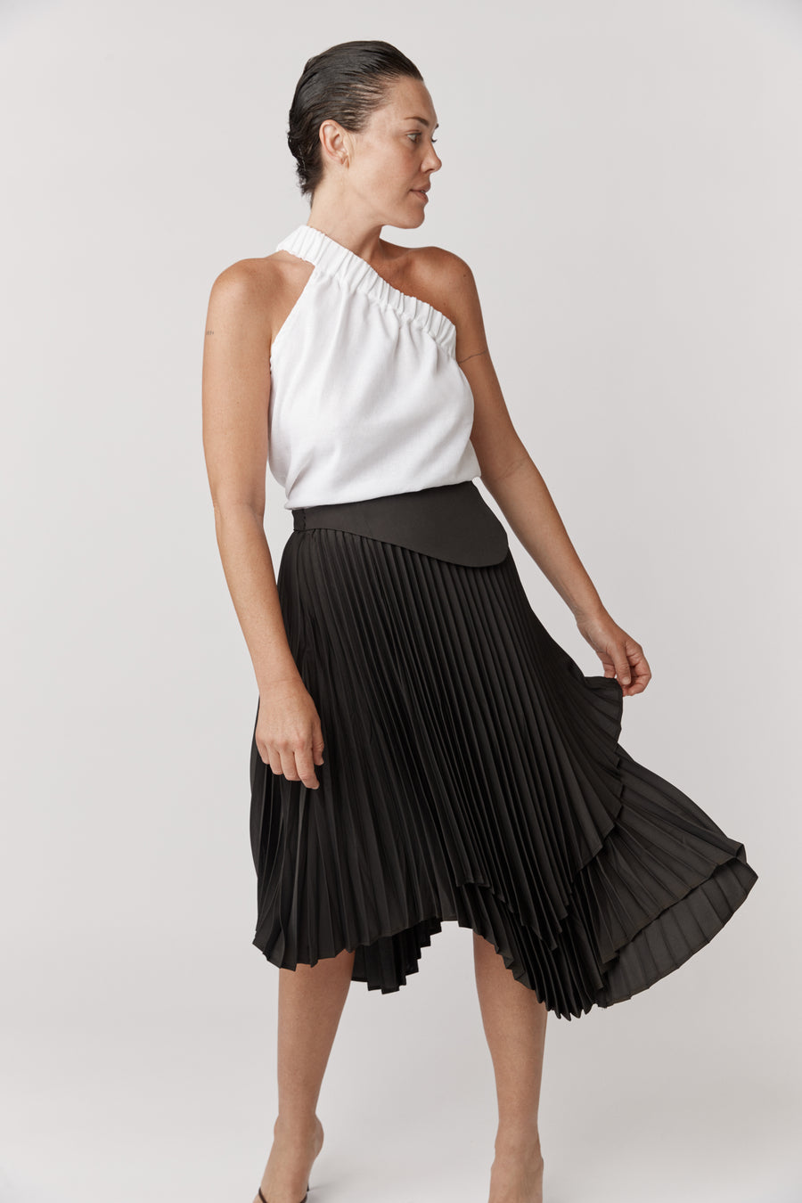 Edith Pleated Asymmetrical Skirt