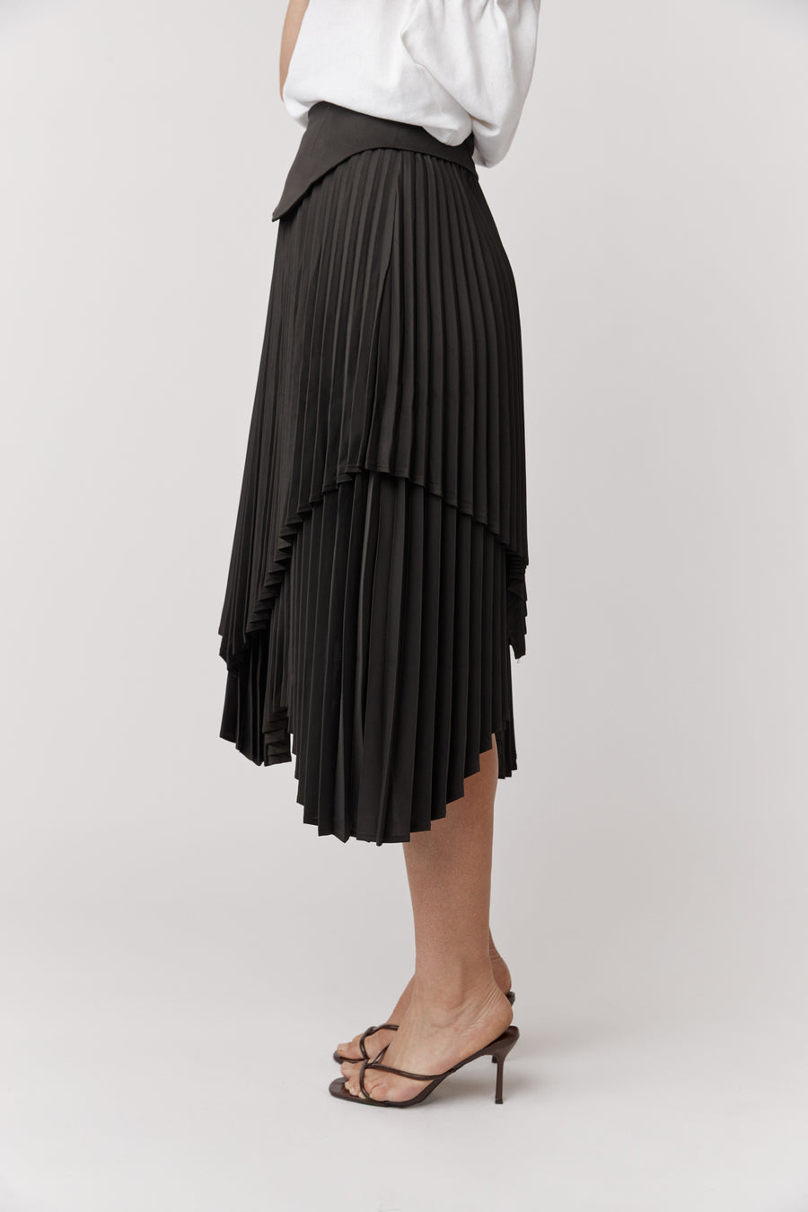 Edith Pleated Asymmetrical Skirt